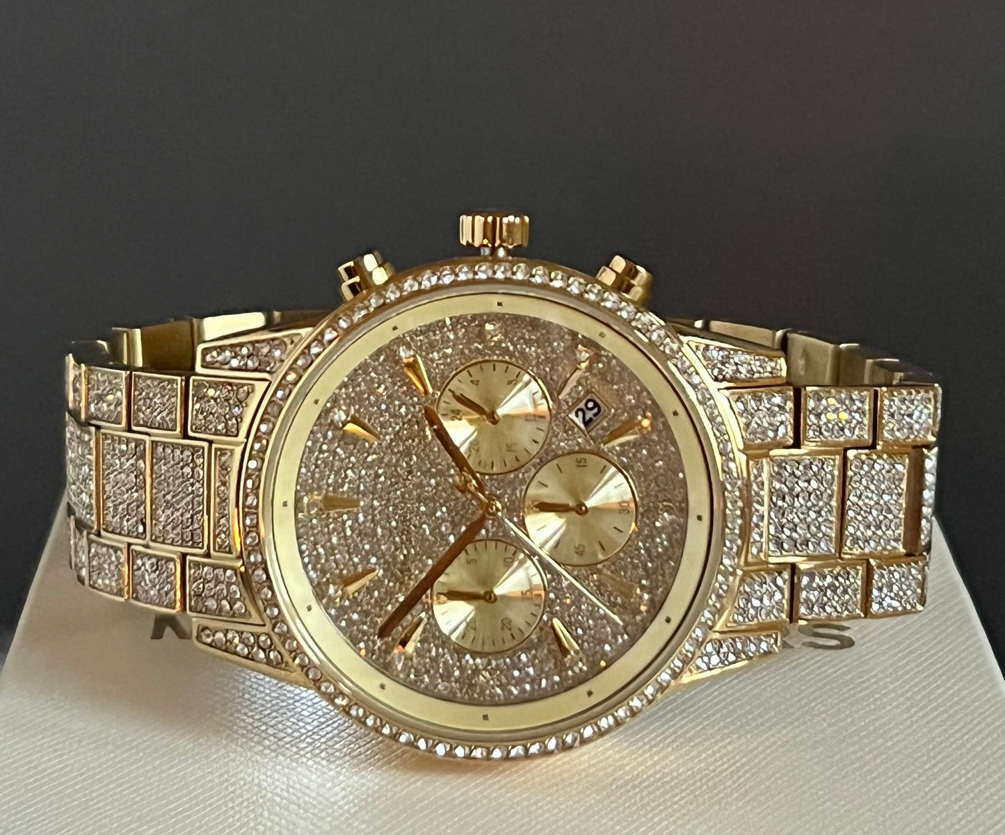 Michael Kors Women’s Ritz Pave Gold-Tone Watch