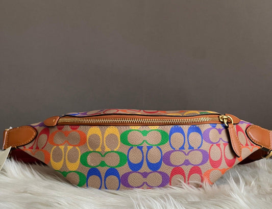 Coach Charter Belt Bag 7 in Rainbow Signature Canvas