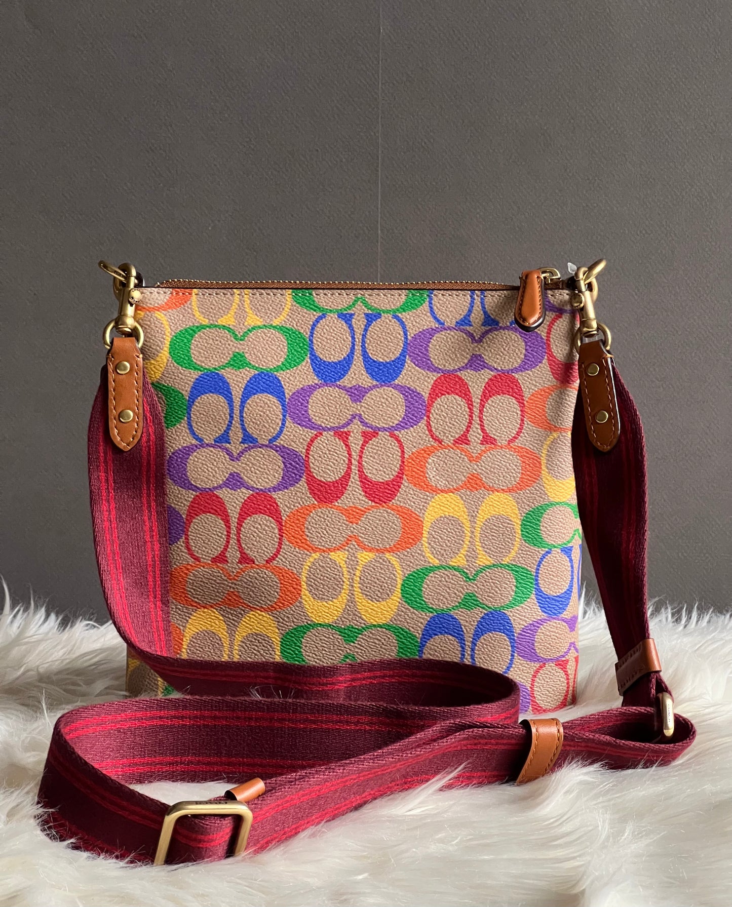Coach Kitt Messenger Crossbody in Rainbow Signature Canvas