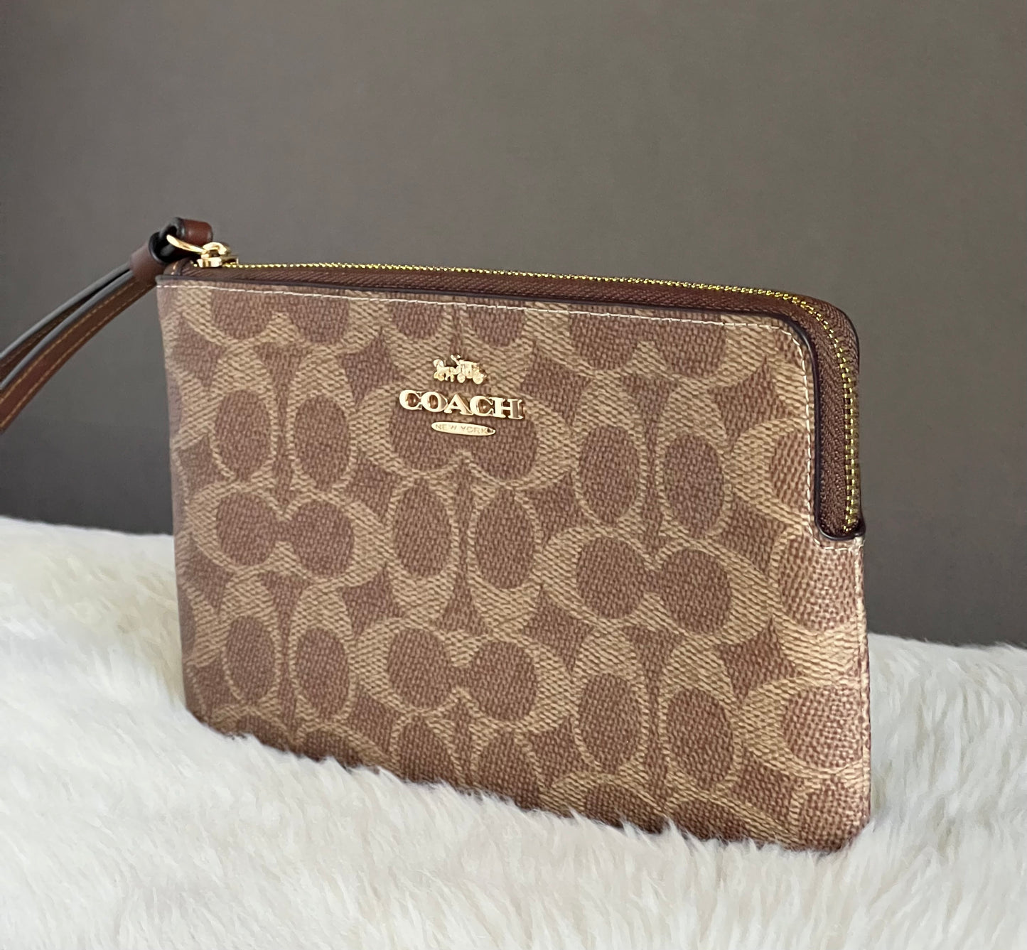 Coach Large Corner Zip Wristlet in Signature Canvas