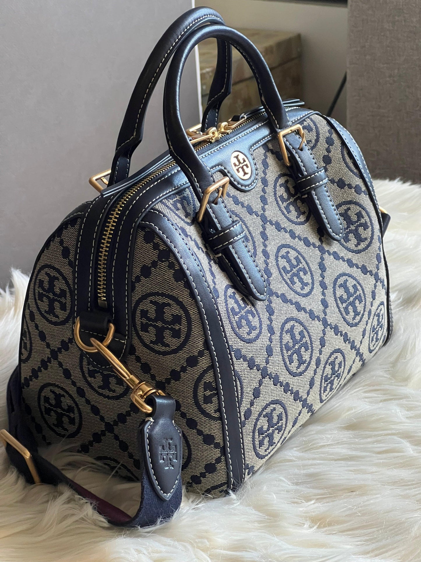 Tory Burch Monogram Jacquard Barrel Bag