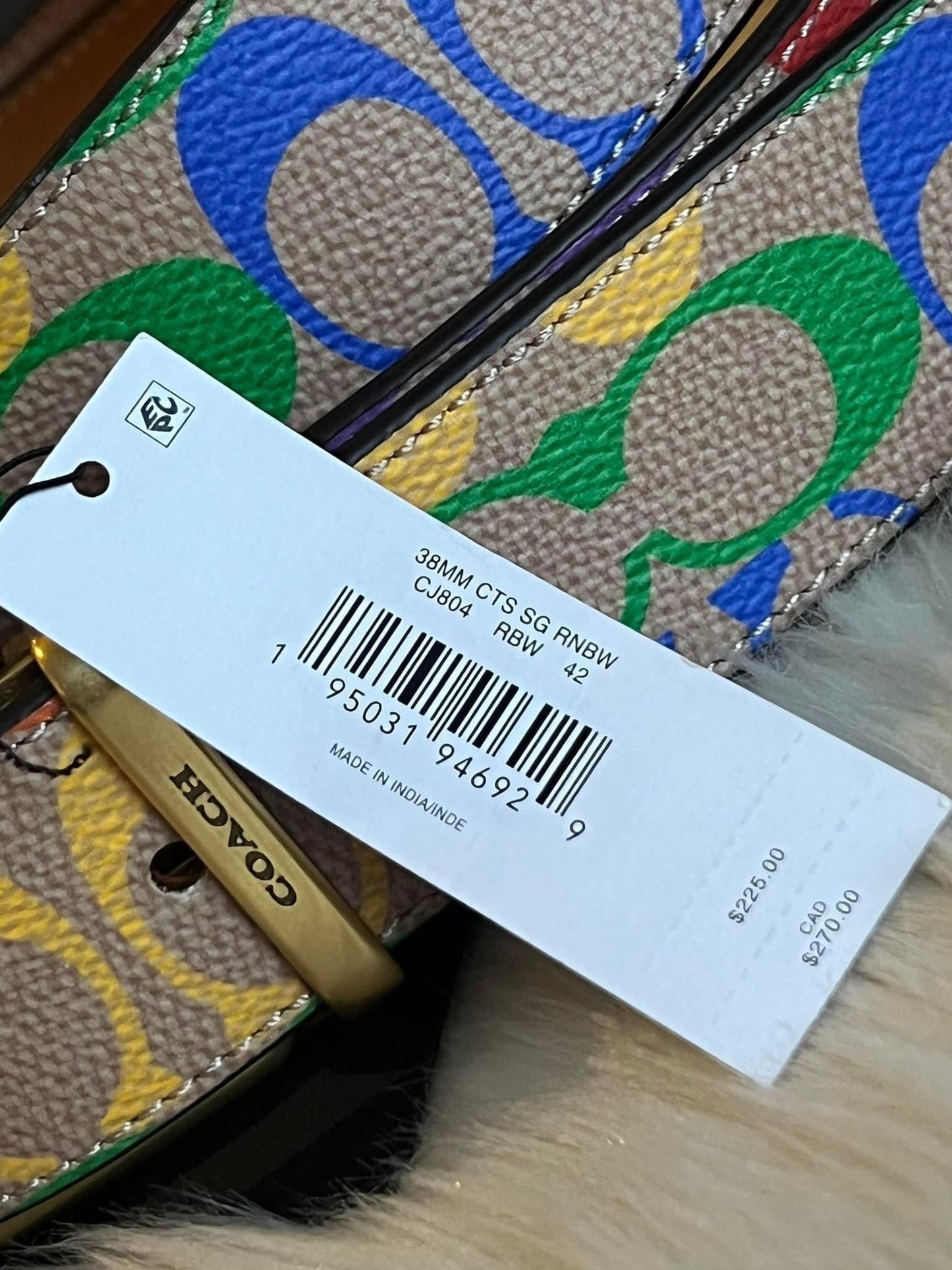 Coach Roller Buckle Cut To Size Reversible Belt In Rainbow Signature Canvas