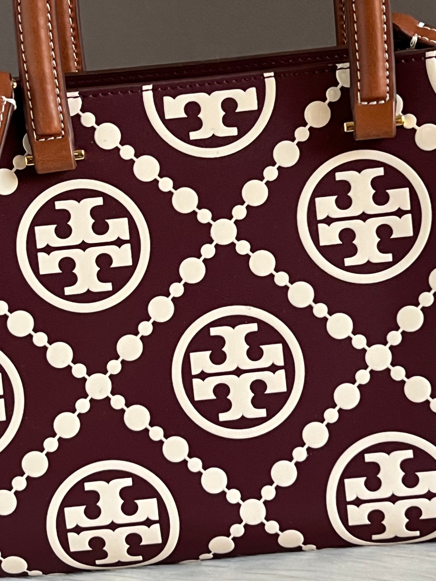 Tory Burch T Monogram Contrast Top-Handle Embossed Tote