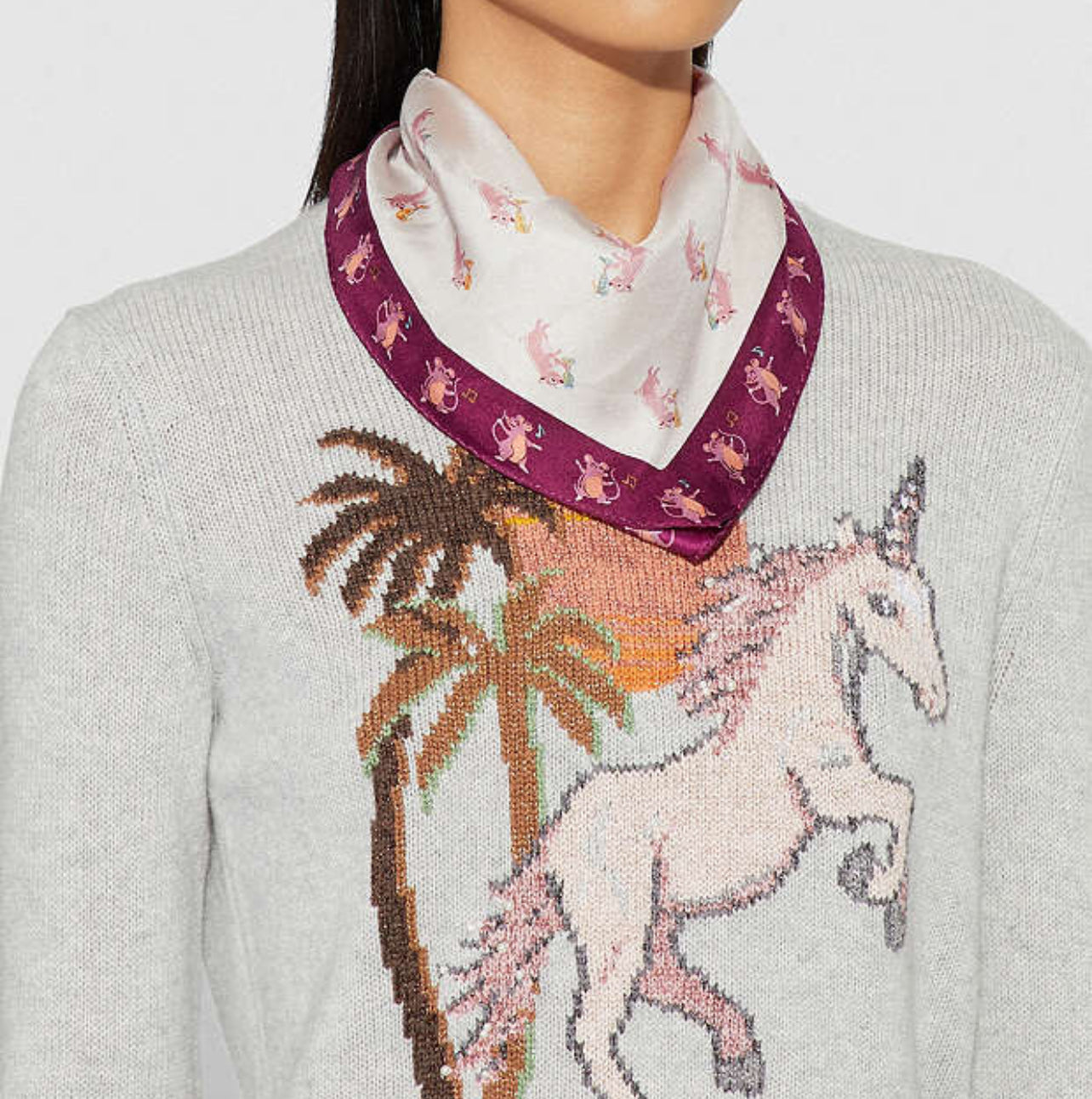 Coach Party Pig Silk Diamond Scarf