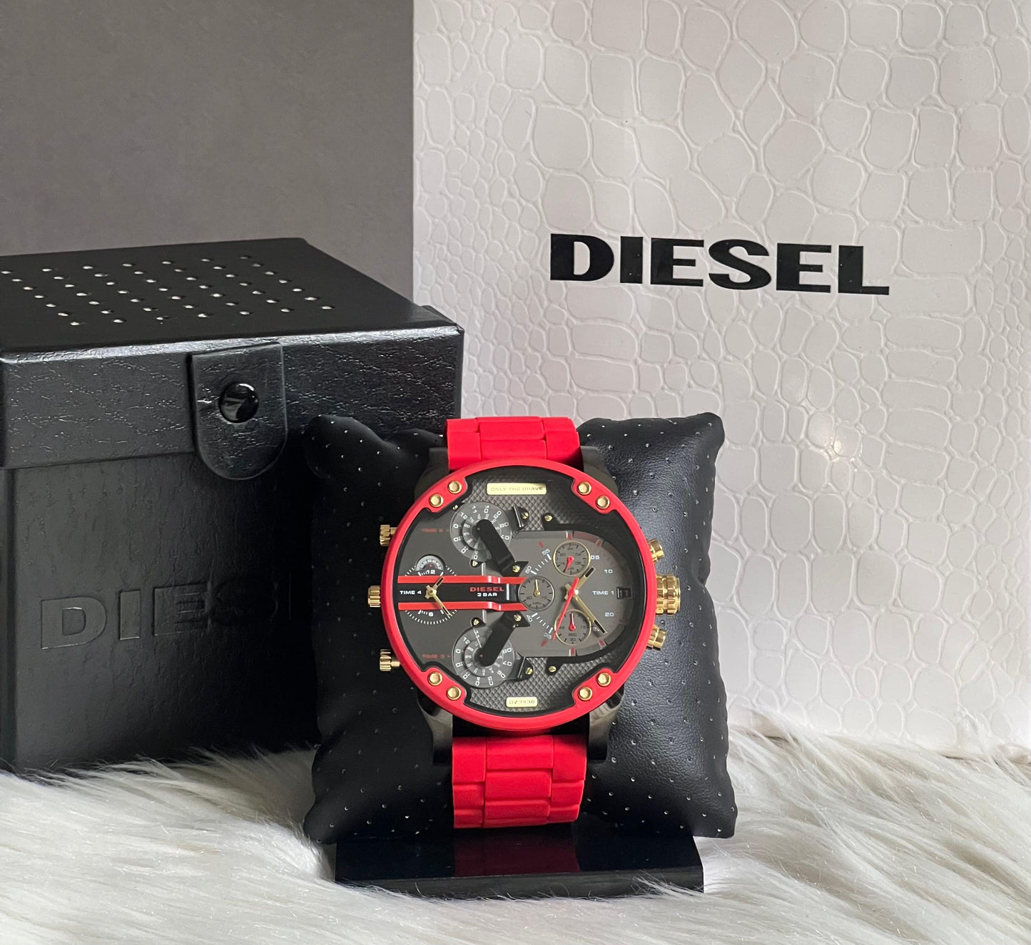 Diesel Men’s Mr. Daddy 2.0 Chronograph Red Stainless Steel and Silicone Watch
