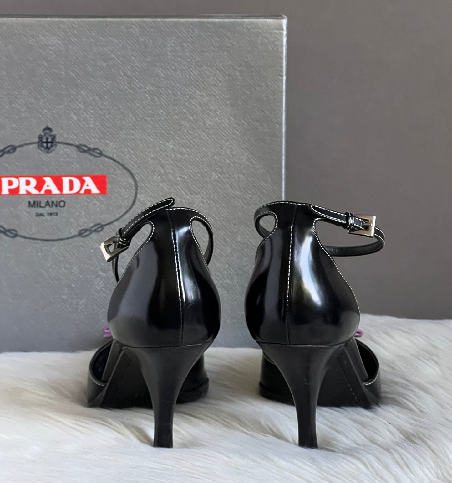 Prada Purple Bow Suede High Heel Pumps