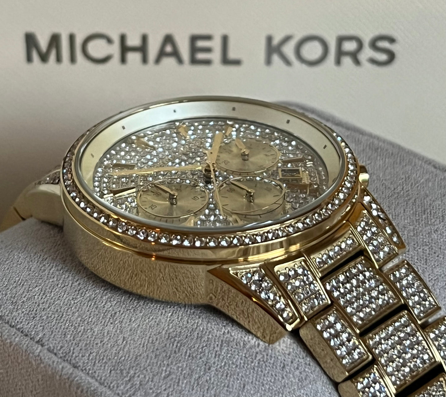 Michael Kors Women’s Ritz Pave Gold-Tone Watch
