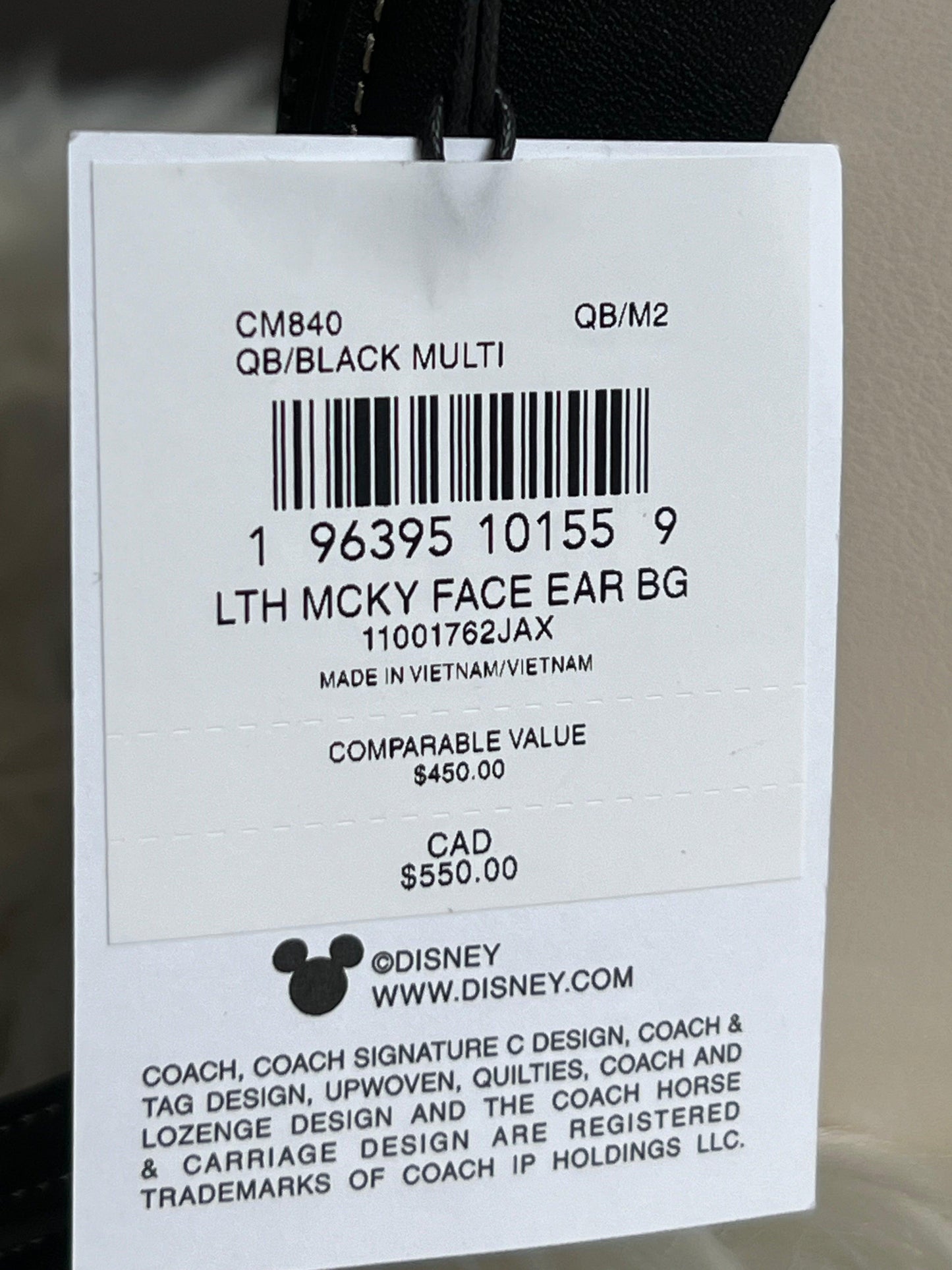 Disney X Coach Mickey Mouse Ear Bag