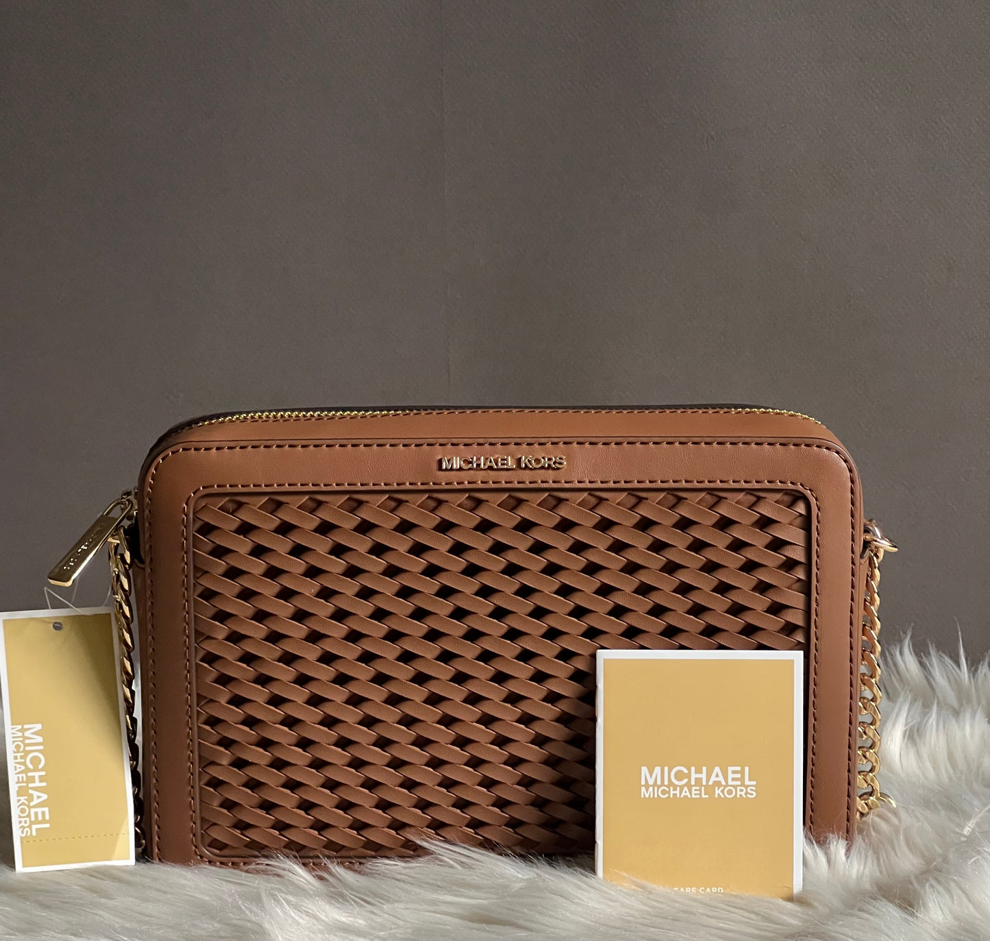 Michael Kors Jet Set Large Woven Crossbody Bag