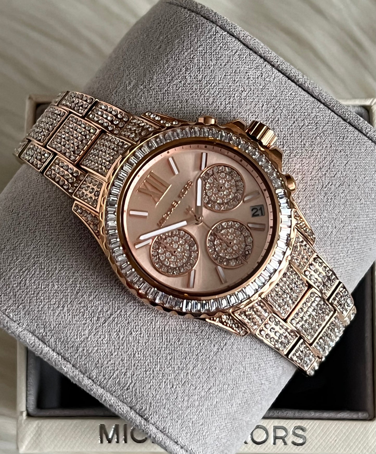 Michael Kors Women’s Everest Chronograph Quartz Crystal Rose Gold Dial Watch