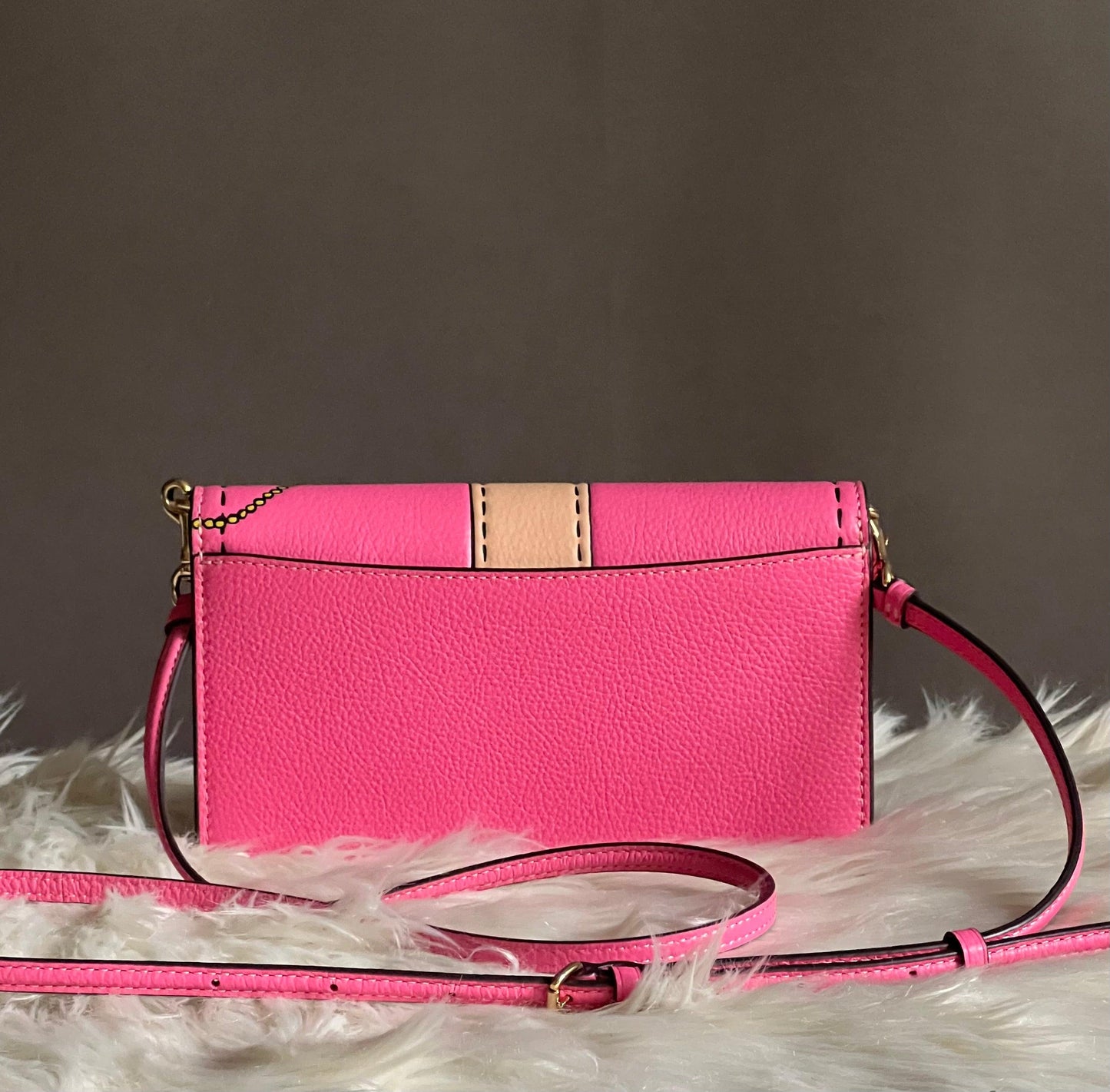 Coach Anna Foldover Clutch Crossbody with Trompe L'oeil Print