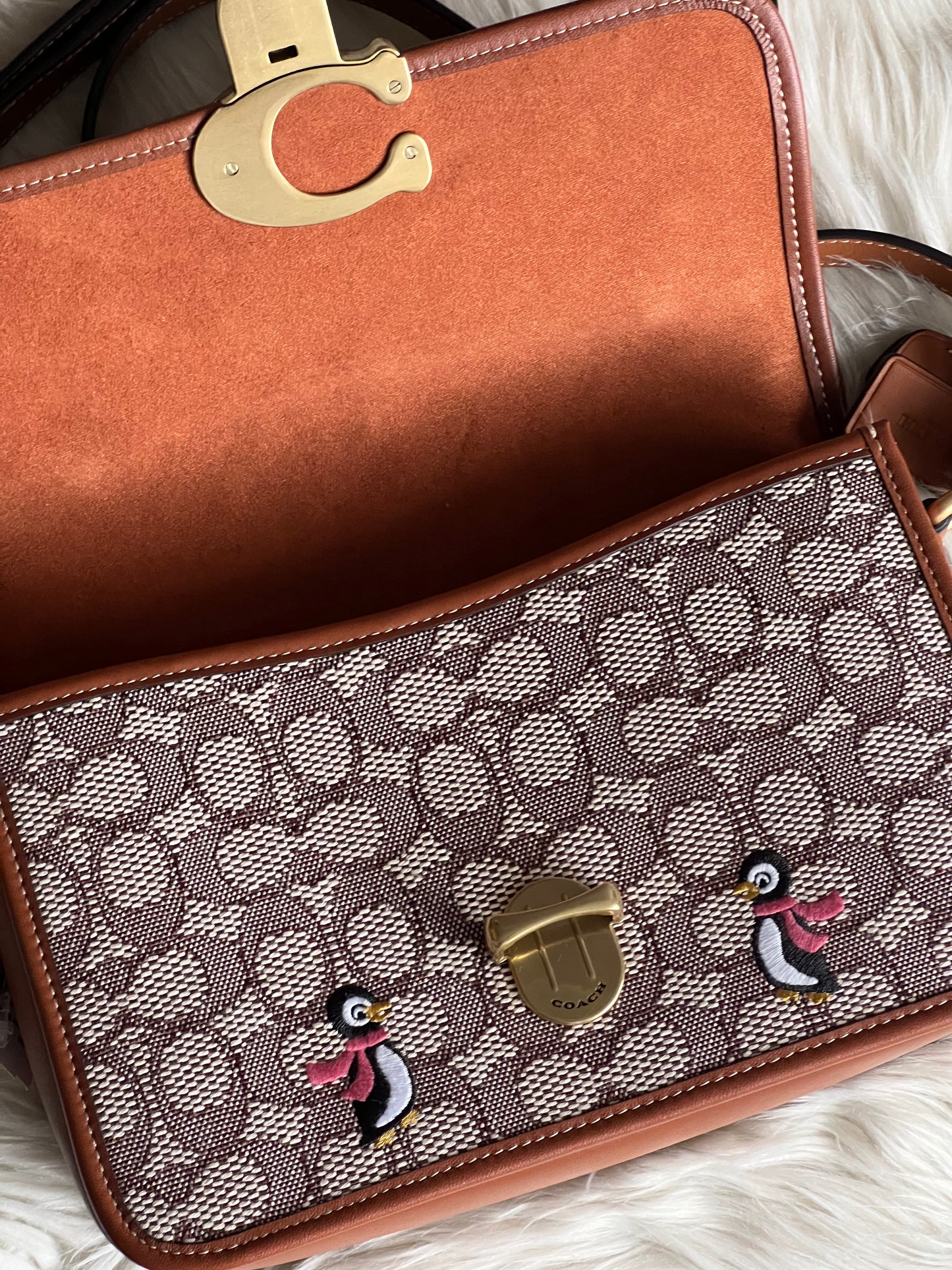Coach Studio Shoulder Bag in Signature Jacquard with Penguin Motif