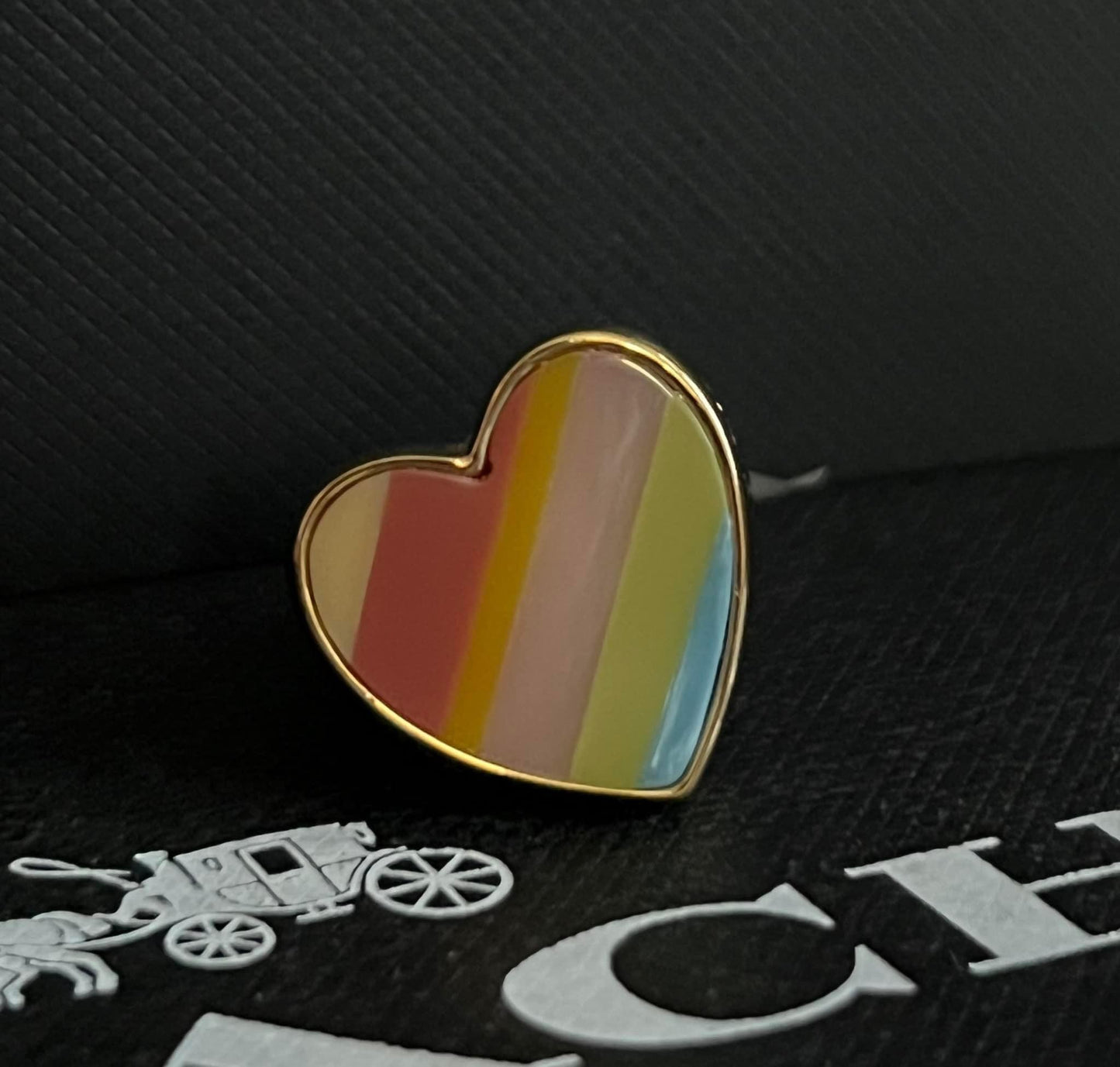 Coach Striped Heart Ring