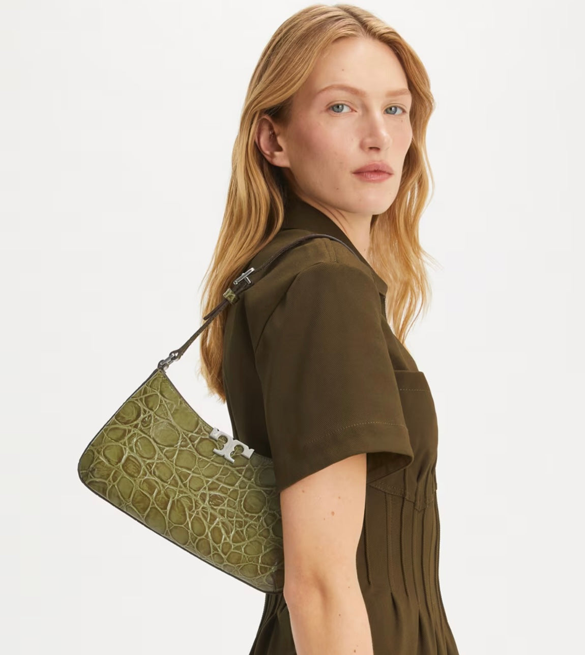 Tory Burch Eleanor Croc-Embossed Slim Shoulder Bag