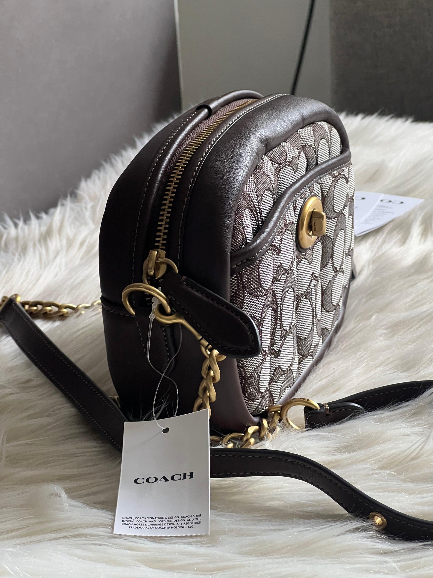Coach Small Camera Bag in Signature Jacquard with Quilting