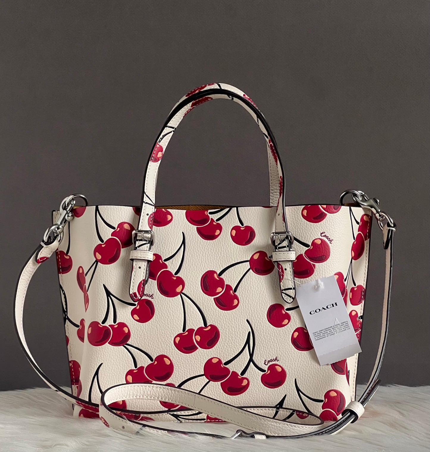 Coach Mollie Tote Bag 25 With Cherry Print