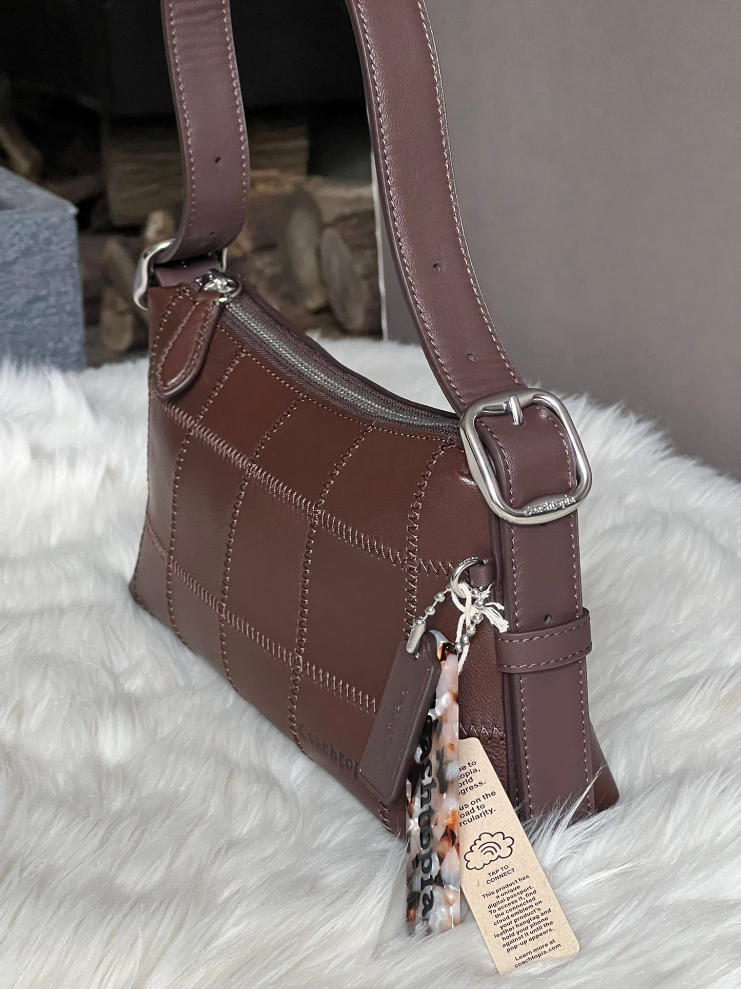 Coachtopia Alter/Ego Small Slouchy Shoulder Bag in Checkerboard Upcrafted Leather