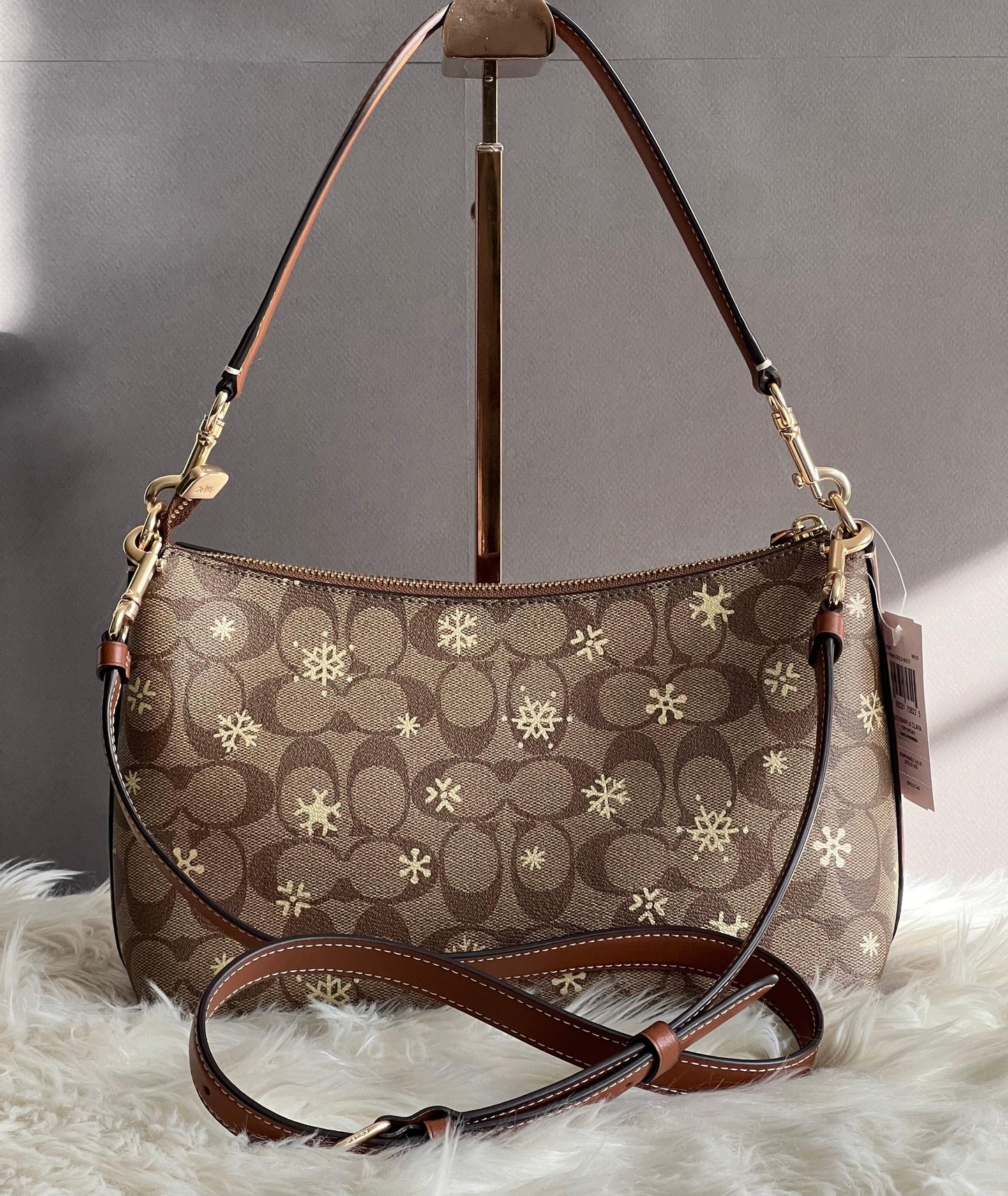 Coach Clara Shoulder Bag in Signature Canvas with Snowflake Print