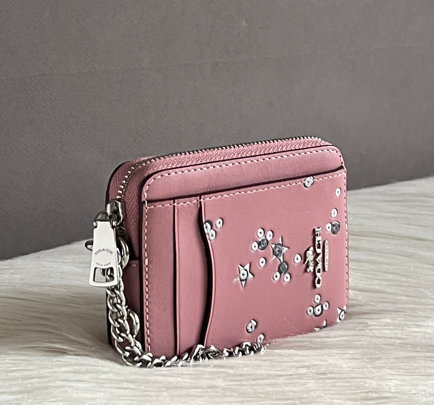 Coach Zip Card Case In Star Print