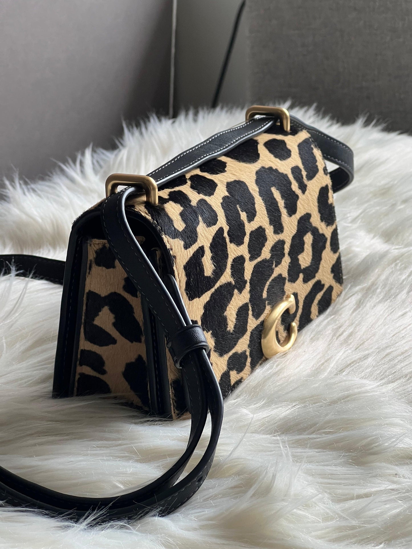 Coach Bandit Crossbody in Haircalf with Leopard Print