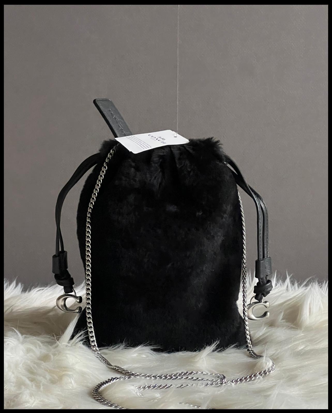 Coach Drawstring Pouch in Shearling