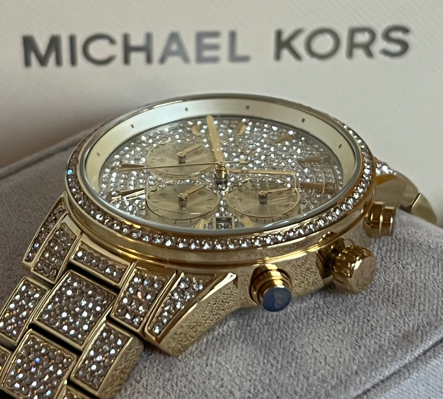 Michael Kors Women’s Ritz Pave Gold-Tone Watch