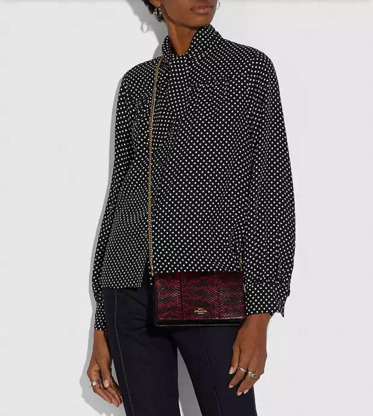 Coach Callie Foldover Chain Clutch in Blocked Snakeskin