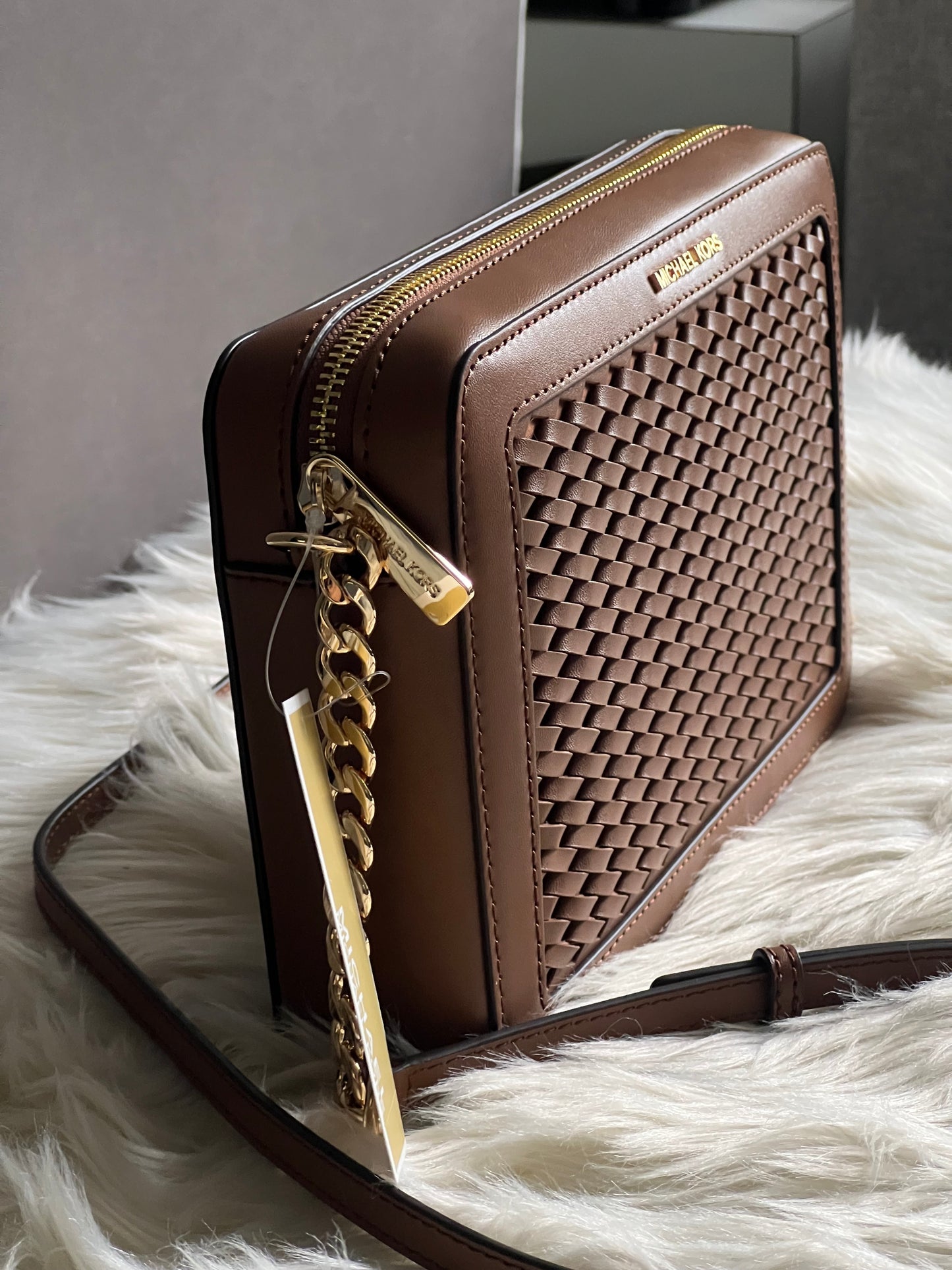 Michael Kors Jet Set Large Woven Crossbody Bag