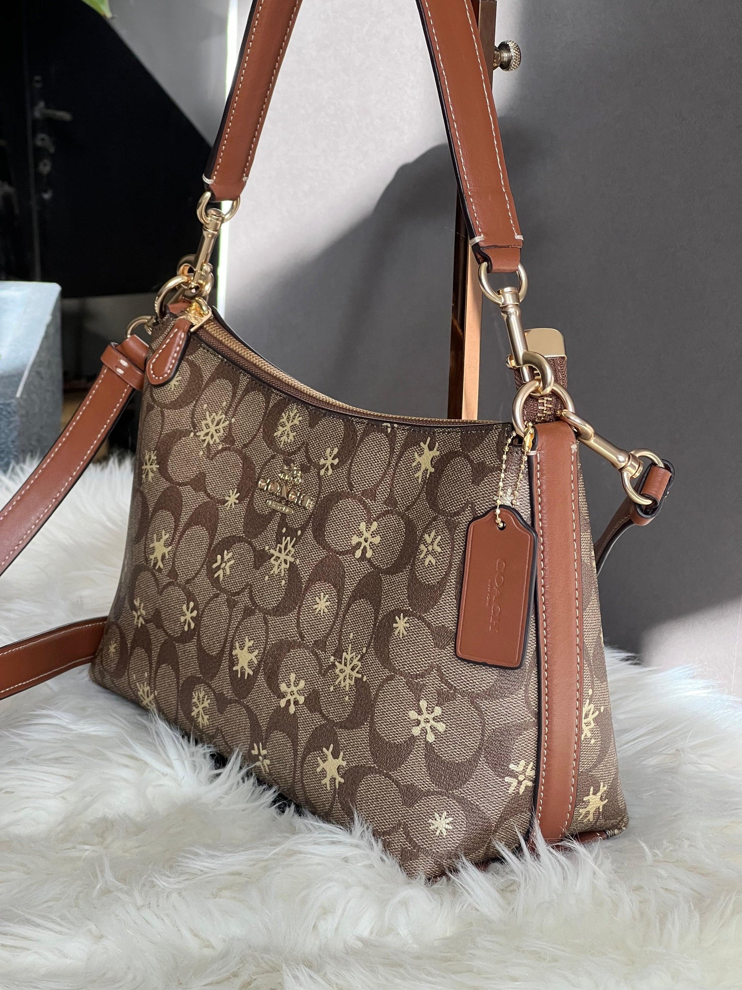 Coach Clara Shoulder Bag in Signature Canvas with Snowflake Print