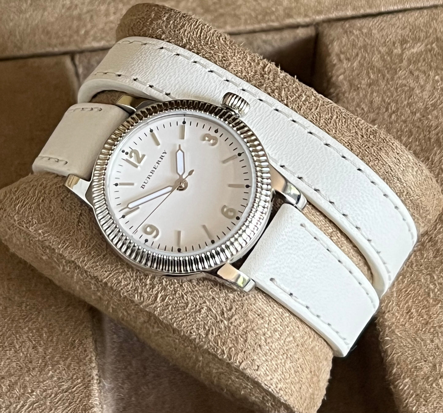 Burberry Women’s Utilitarian White Dial Tan Leather Watch