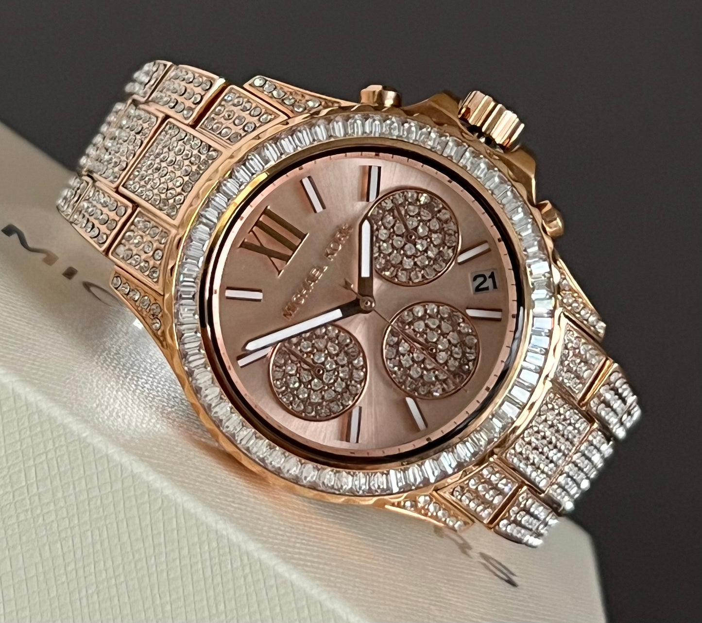 Michael Kors Women’s Everest Chronograph Quartz Crystal Rose Gold Dial Watch