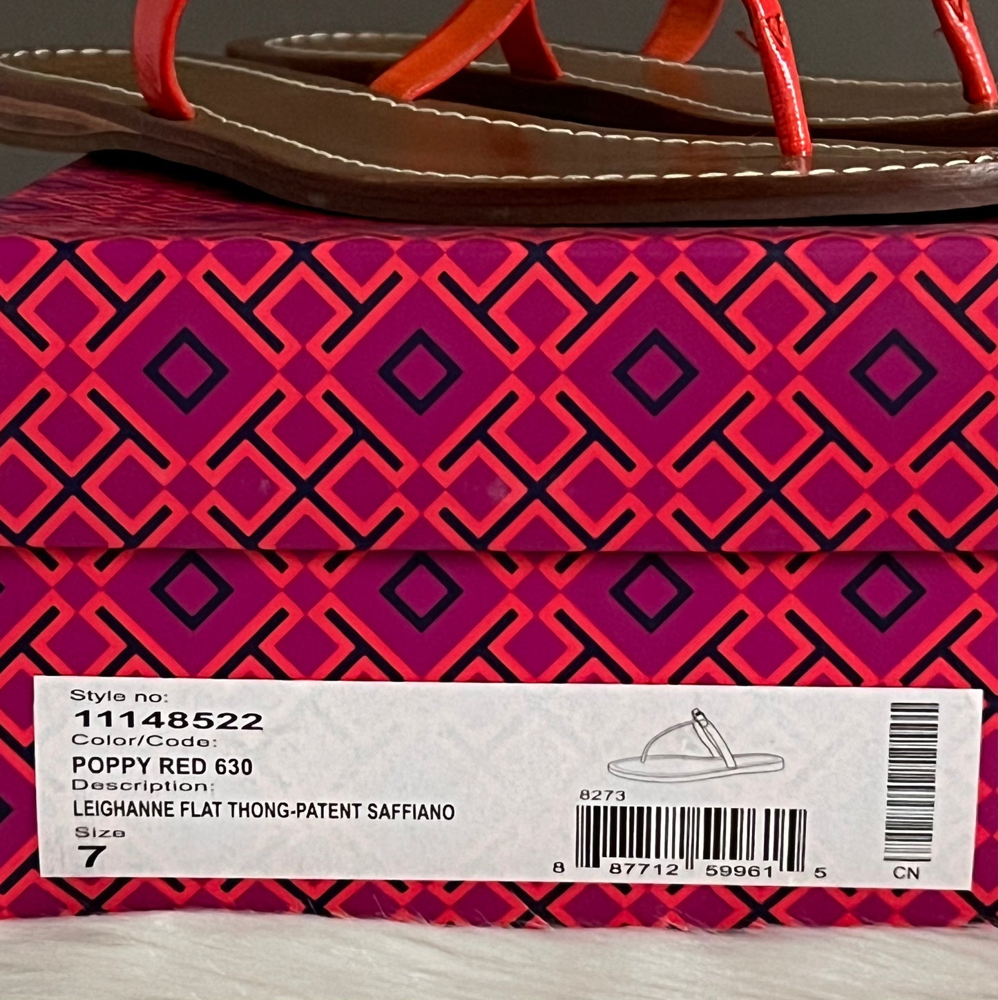Tory Burch Patent Saffiano Leighanne Flat Thong