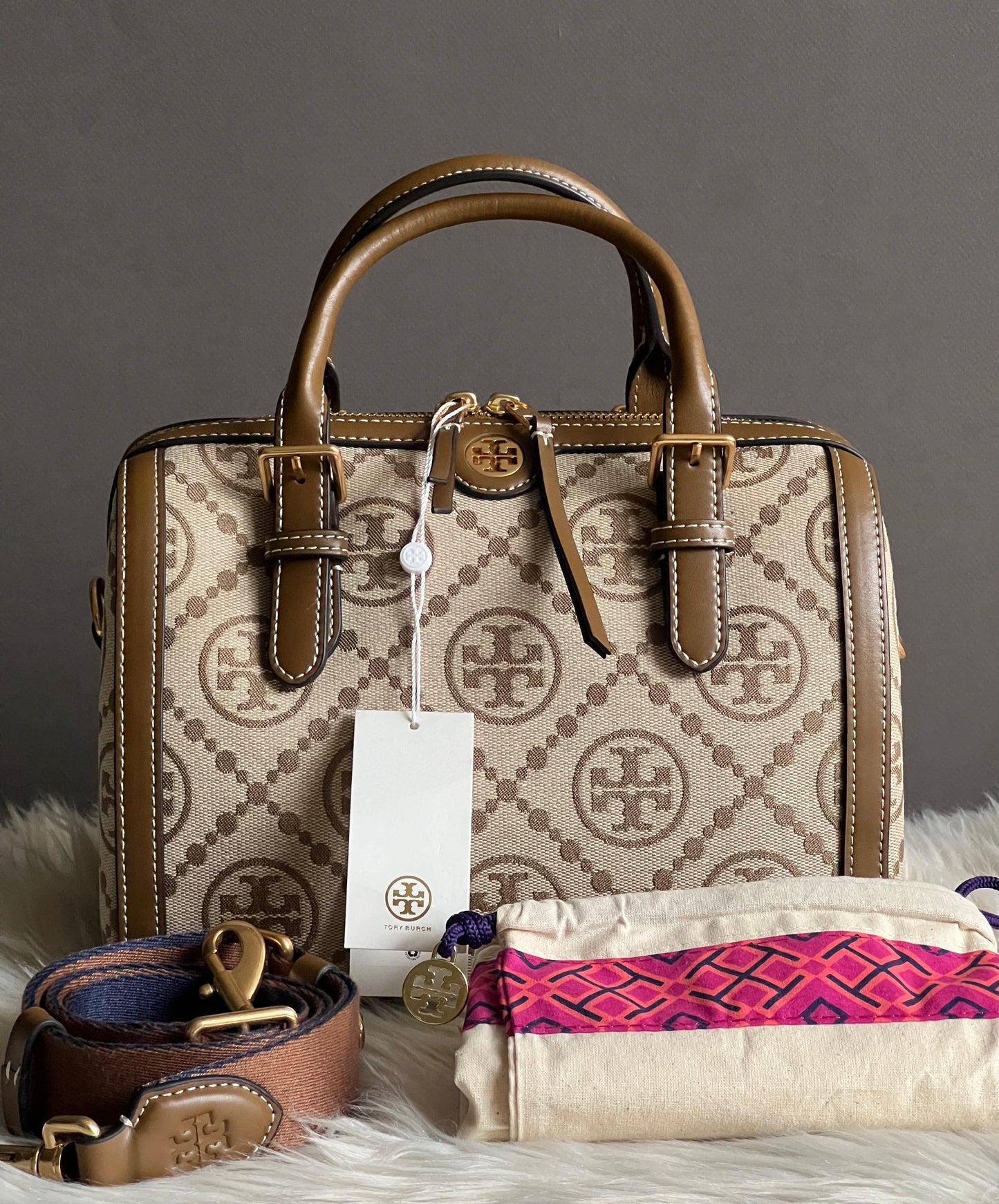 Tory Burch Monogram Jacquard Barrel Bag