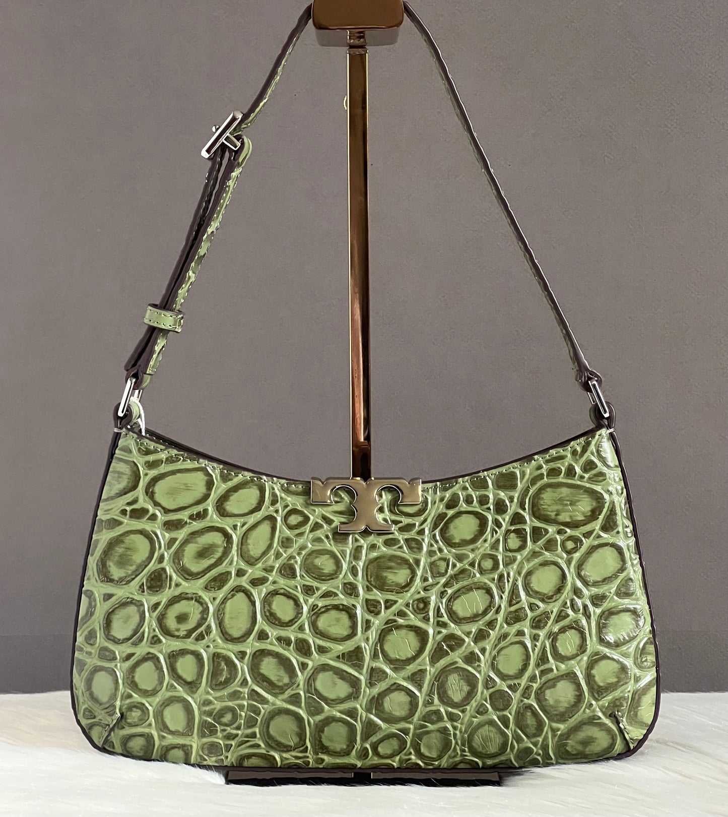 Tory Burch Eleanor Croc-Embossed Slim Shoulder Bag