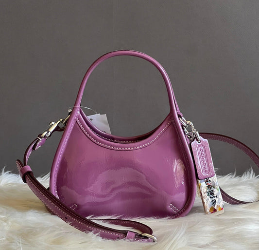 Coach Mini Ergo Bag with Crossbody Strap in Crinkled Patent Leather