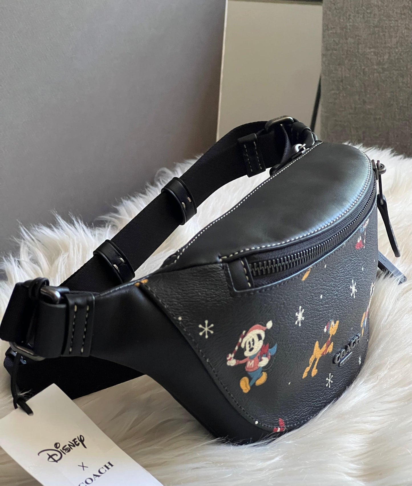 Disney X Coach Warren Mini Belt Bag in Holiday Print