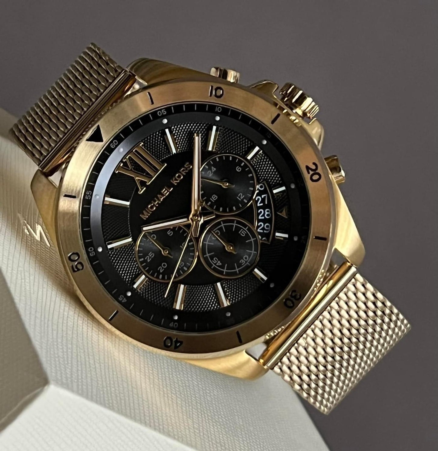 Michael Kors Men’s Oversized Brecken Gold-Tone Mesh Watch