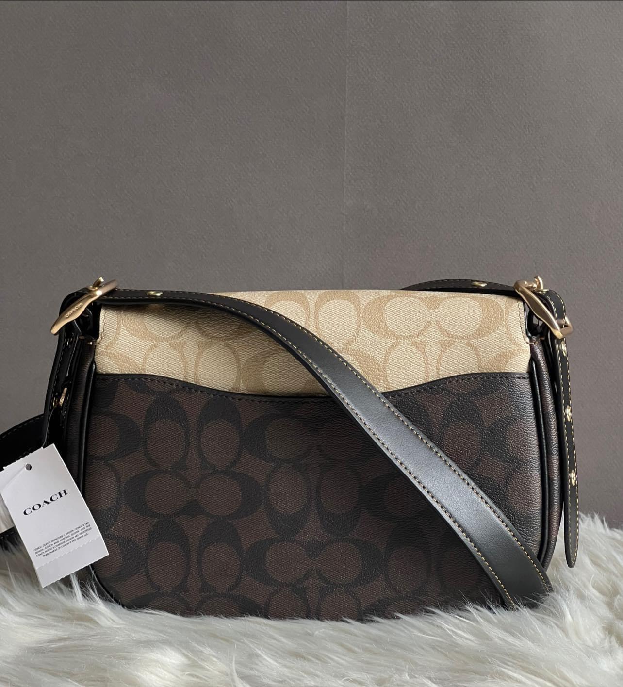 Coach Macie Saddle Bag in Blocked Signature Canvas