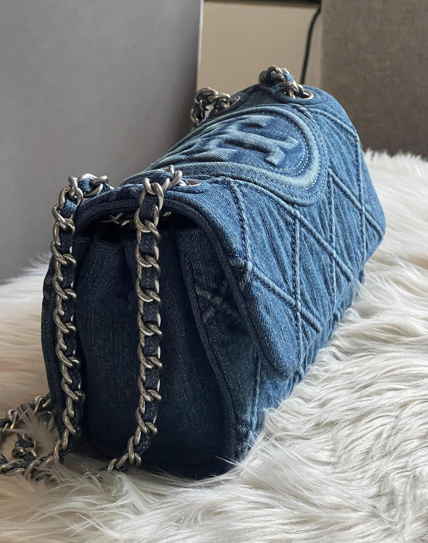 Tory Burch Small Fleming Soft Denim Convertible Shoulder Bag