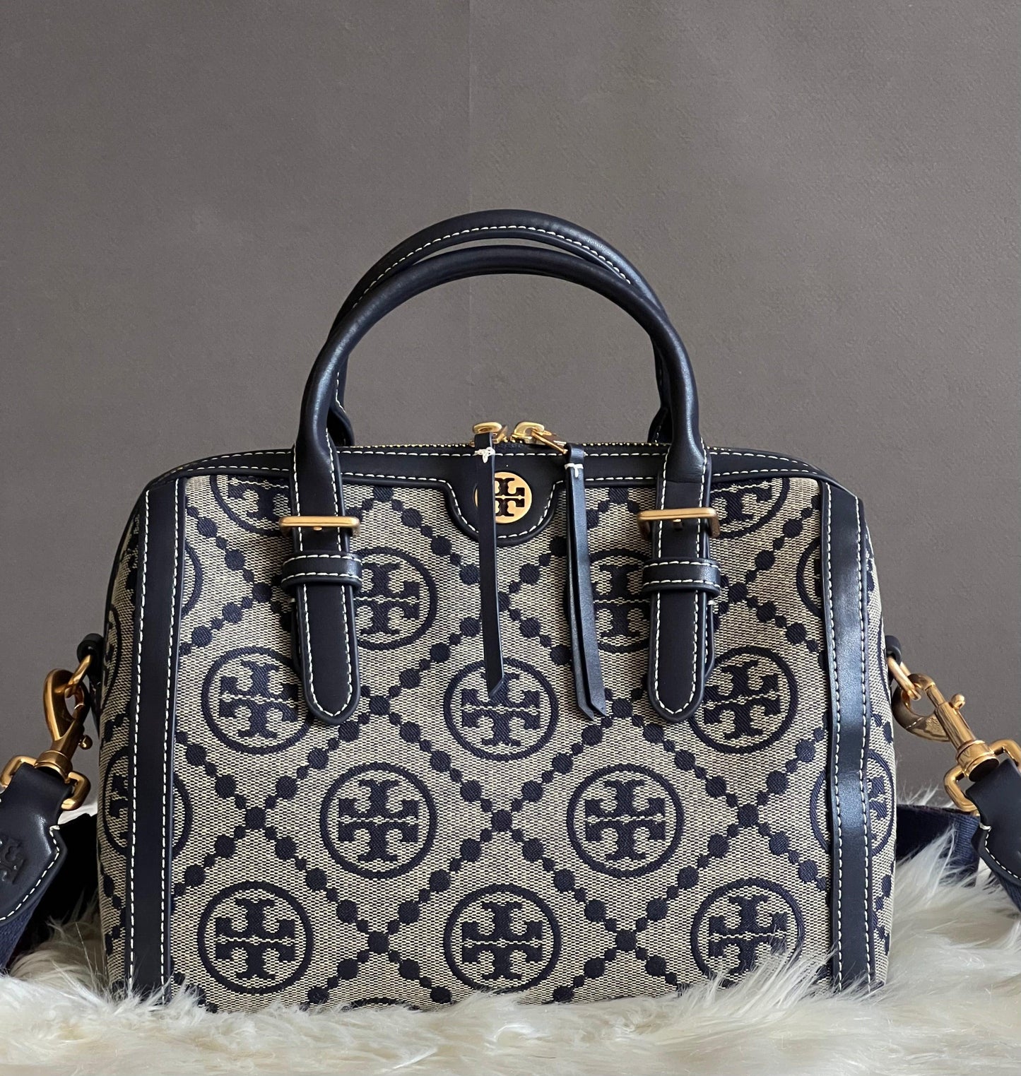 Tory Burch Monogram Jacquard Barrel Bag