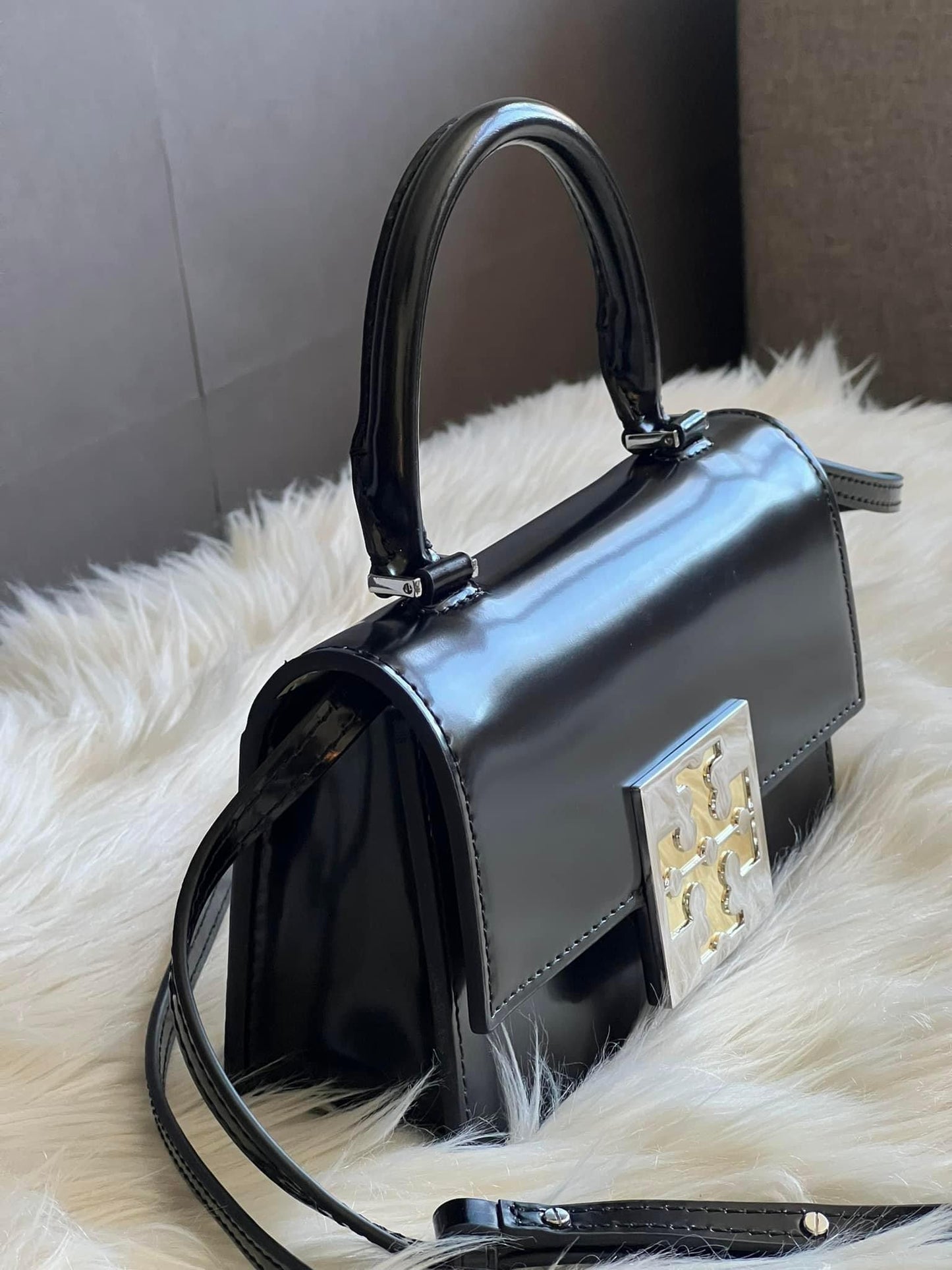 Tory Burch T Monogram Bon Bon Spazzolato Mini Top-handle Bag