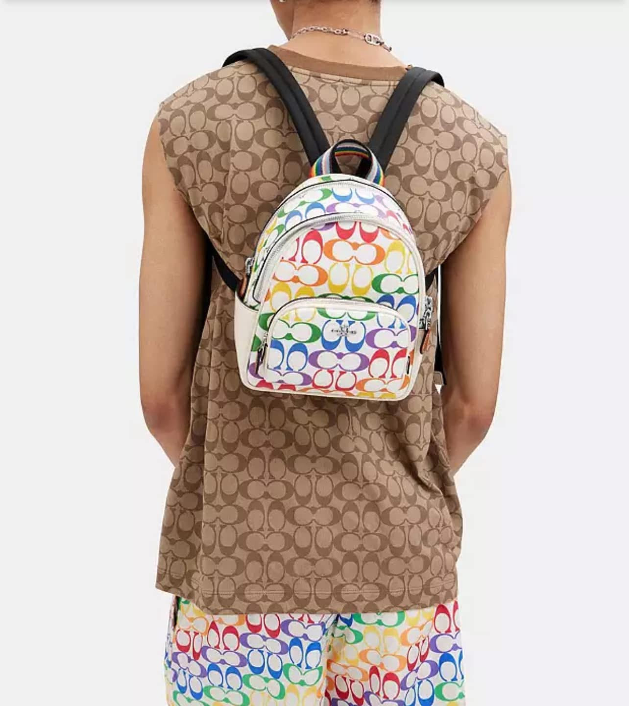 Coach Mini Court Backpack in Rainbow Signature Canvas