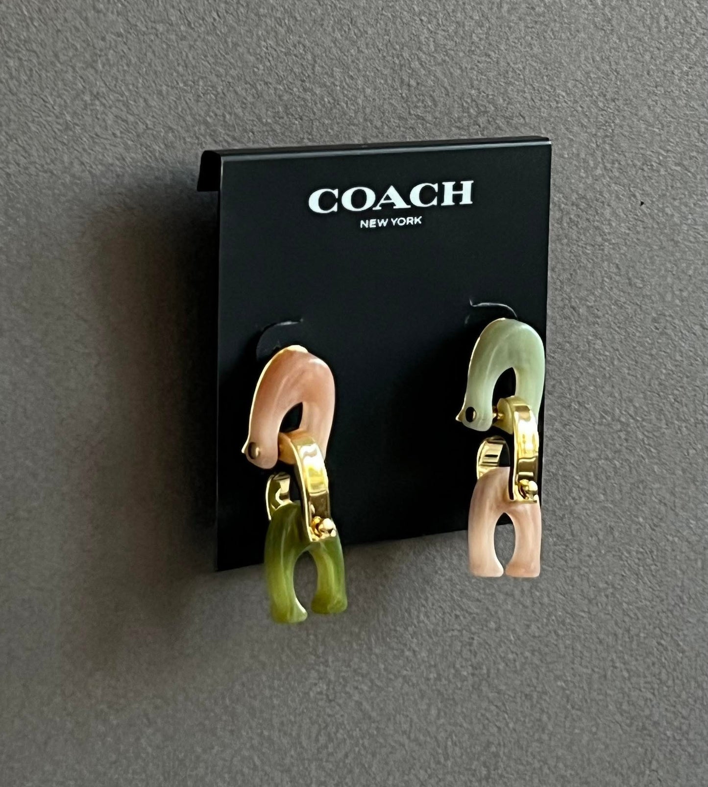Coach Chunky Signature Link Drop Earrings