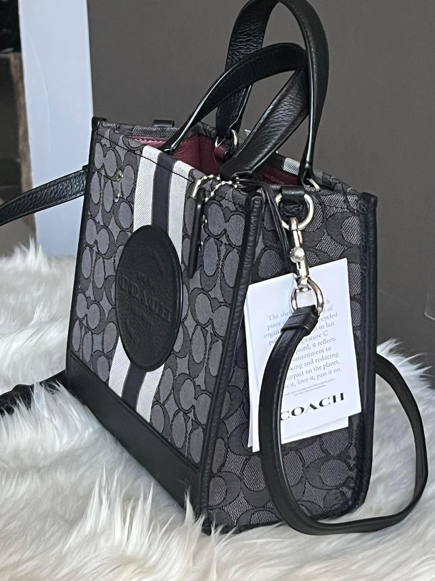 Coach Dempsey Tote in Signature Jacquard with Stripe and Coach Patch