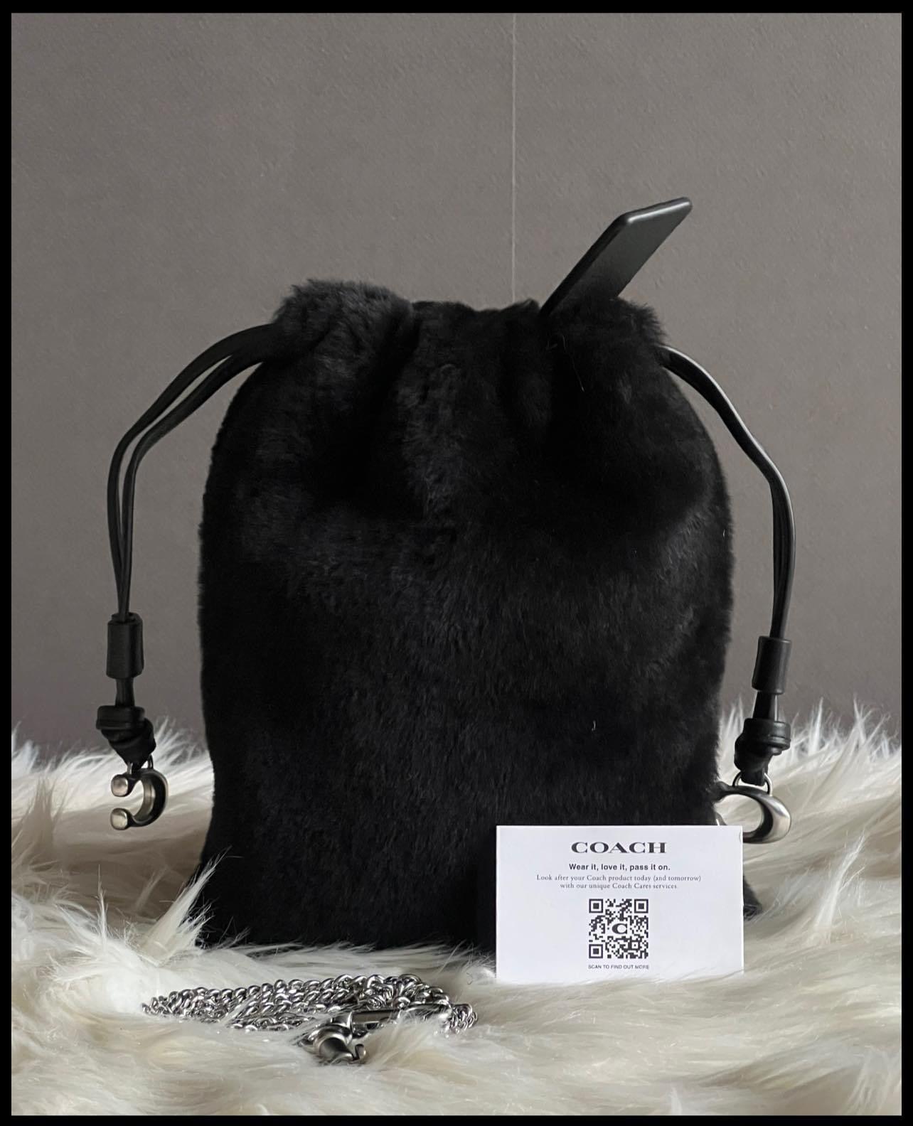 Coach Drawstring Pouch in Shearling