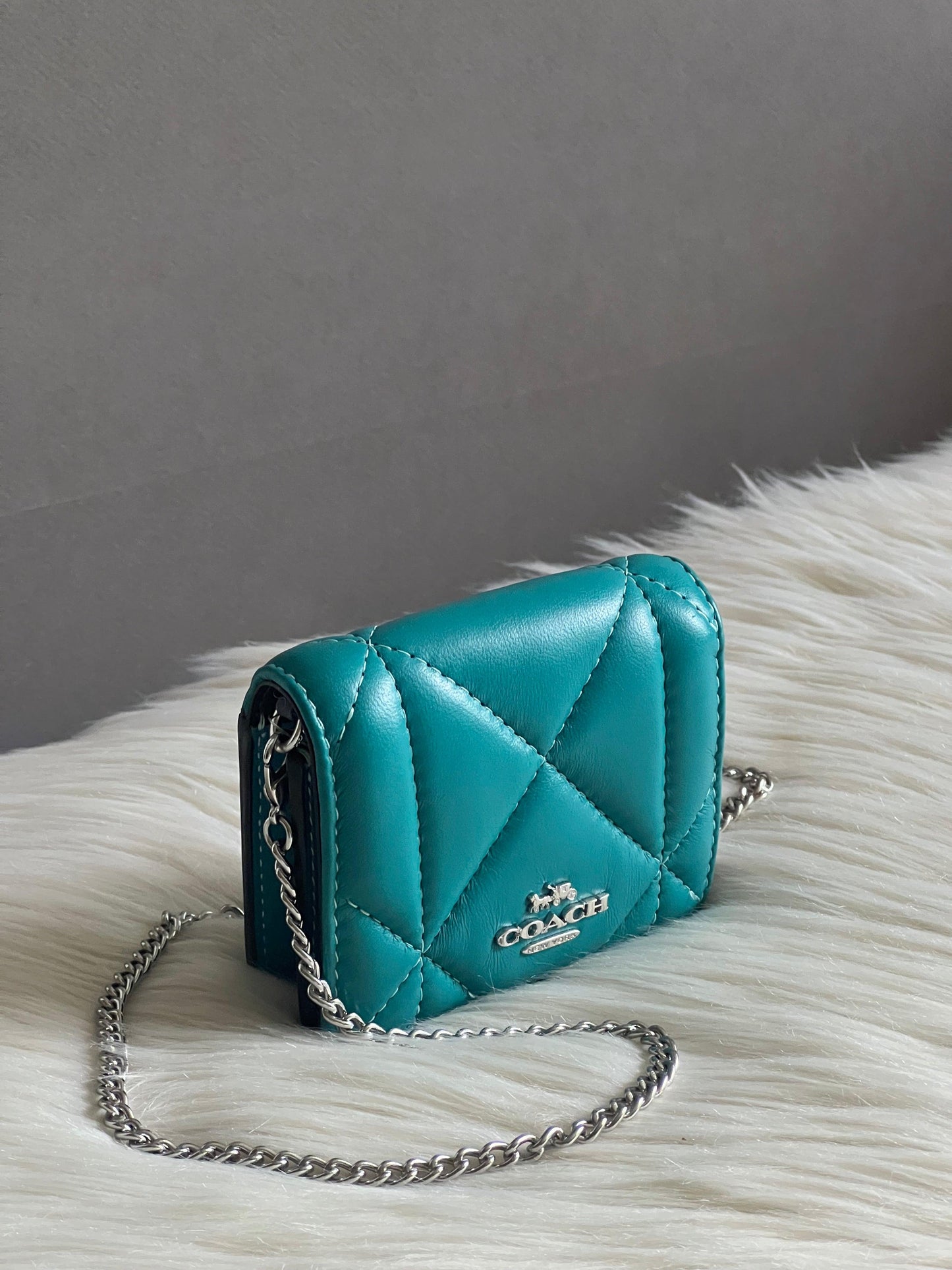 Coach Mini Wallet On A Chain With Puffy Diamond Quilting