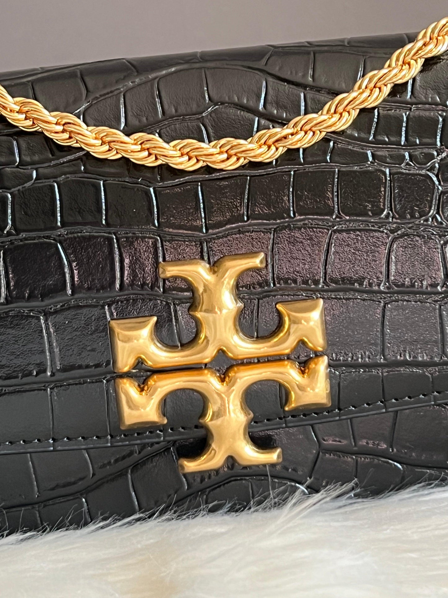 Tory Burch Eleanor Croc-Embossed Bag