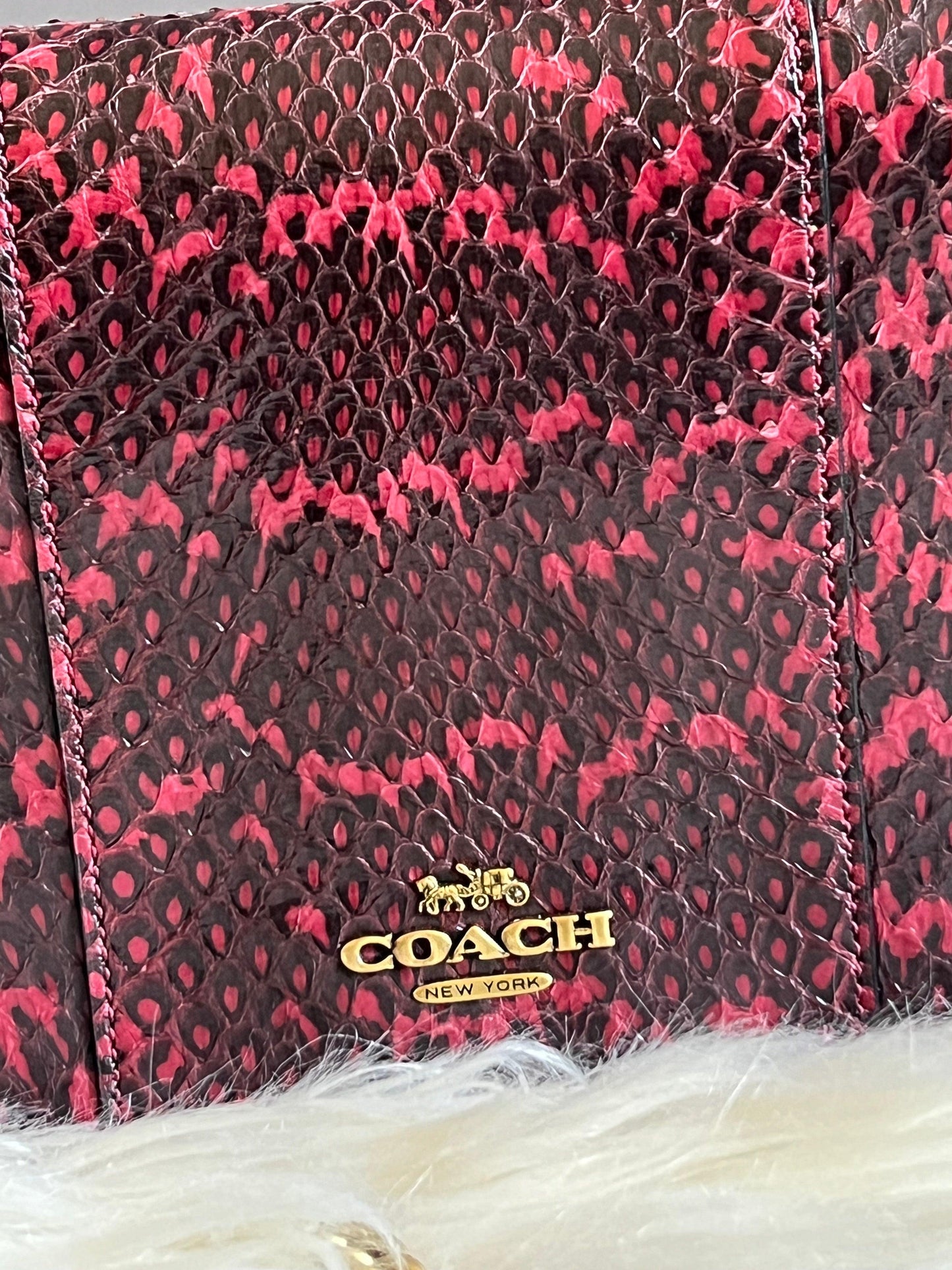 Coach Callie Foldover Chain Clutch in Blocked Snakeskin