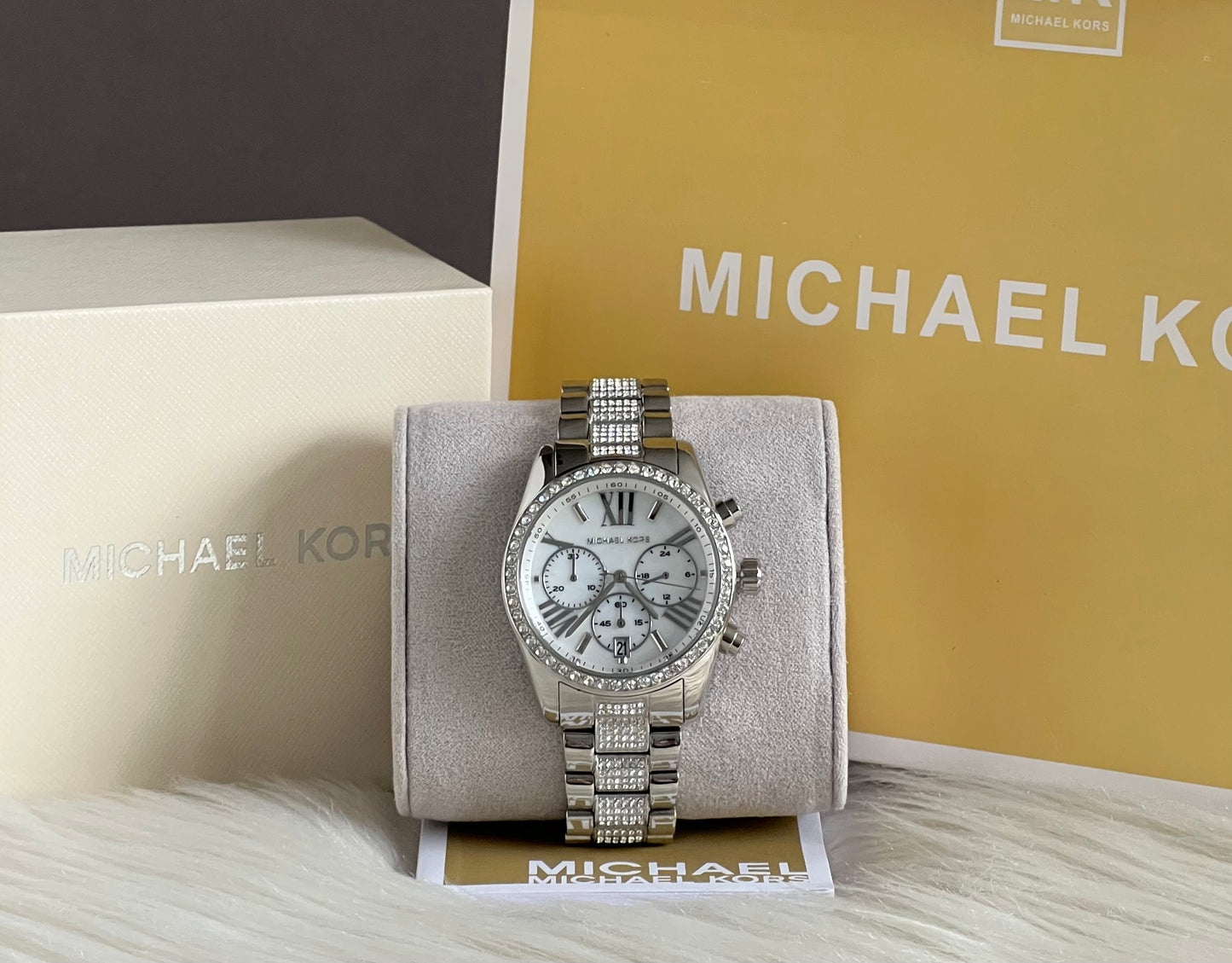 Micheal Kors Women’s Oversized Brynn Pavé Silver-Tone Watch
