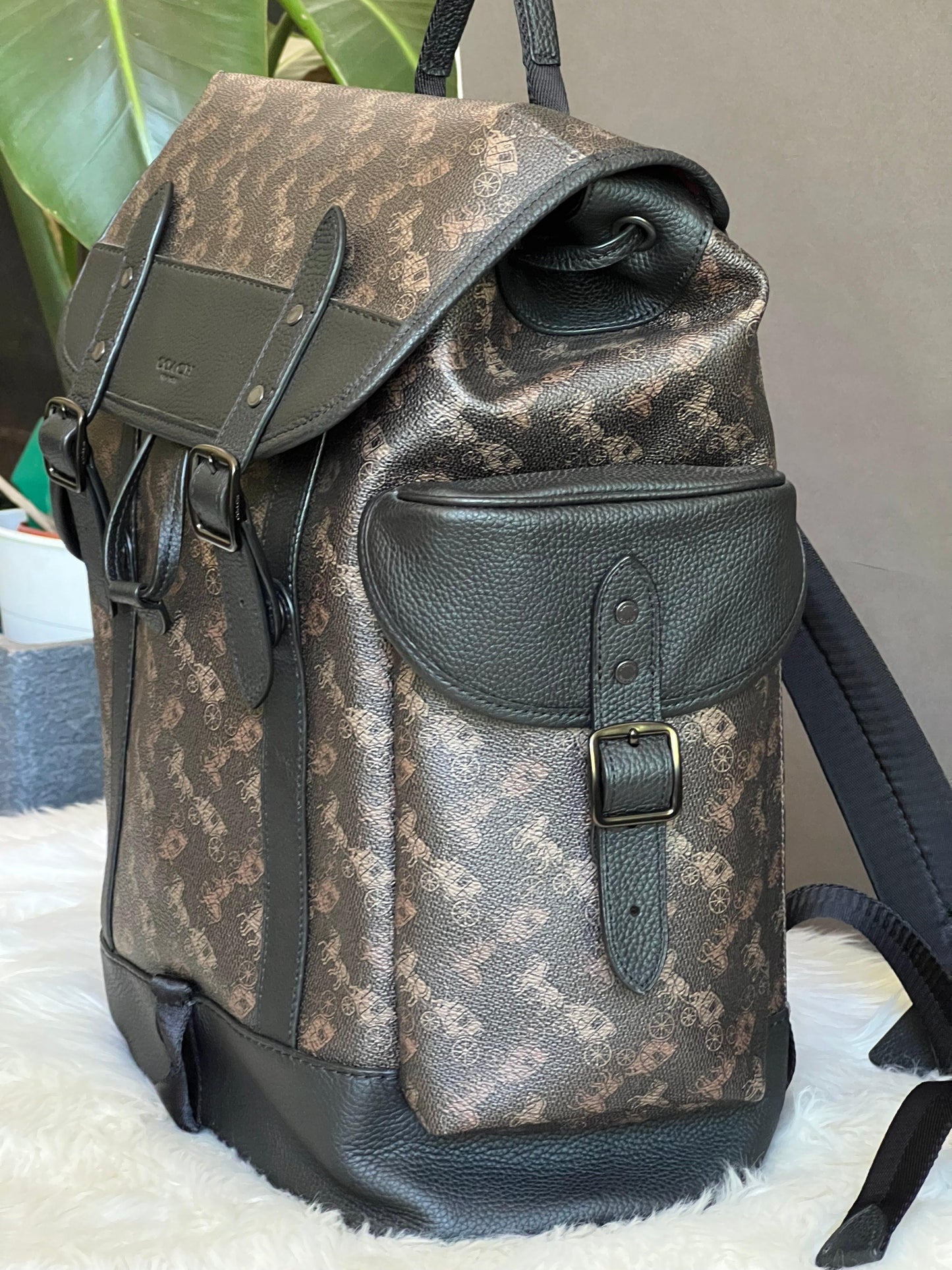 Coach Hitch Backpack with Horse and Carriage Print